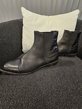 $725 Men's Roberto Cavalli Animal Embossed Leather Chelsea Boots Sz 44 EU for sale  Shipping to South Africa