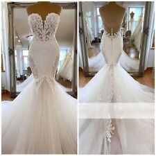 Luxury Pure White Mermaid Wedding Dresses Sweetheart Lace Appliques Bridal Gowns for sale  Shipping to South Africa