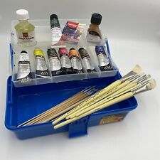 Daler Rowney Georgian Artists Oil Paint x 8 (75ml) 15 Brushes & Storage Box  H16 for sale  Shipping to South Africa