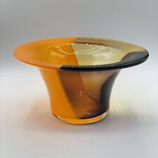 Art Glass Deco Abstract Blown Glass Round Vase Bowl Amethyst And Orange for sale  Shipping to South Africa