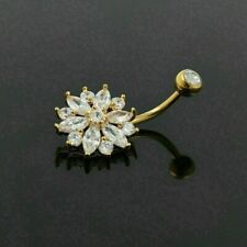 Simulated Navel Piercing Barbell Drop Belly Button Ring 14K Yellow Gold Plated, used for sale  Shipping to South Africa