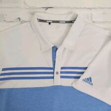 Camisa polo Adidas para hombre grande de golf blanca a rayas azul informal oficina tenis segunda mano  Embacar hacia Argentina