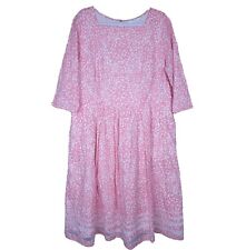 eShakti Mujer Rosa Blanco Estampado Mangas 3/4 Midi Vestido Talla 2X 20W segunda mano  Embacar hacia Argentina