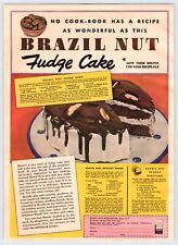 1937 BRAZIL NUT FUDGE CAKE Vintage 8"X10.5" Magazine Ad 1930's M496, usado comprar usado  Enviando para Brazil