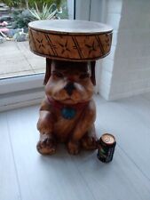 Solid wooden carved side table handcarved dog bear very heavy 13.3k for sale  Shipping to South Africa
