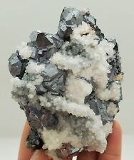 NICE GALENA ON CALCITE CRYSTALS: TREPCA MINE, MITROVICA, KOSOVO-CLASSIC!, used for sale  Shipping to South Africa