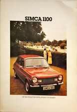 Simca 1100 brochure for sale  BIGGLESWADE