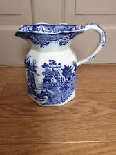 MASON’S IRONSTONE BLUE & WHITE WILLOW PATTERN OCTAGONAL JUG -SCULPTURED HANDLE for sale  DRONFIELD