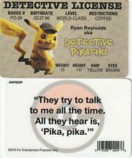 Ryan Reynolds Police Detective Pikachu POKEMON fake ID i.d card Drivers License  for sale  Palm Springs