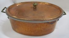 Vintage Oval Copper Pot with Aluminum Insert Brass Handles, used for sale  Shipping to South Africa