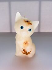 "Vela de colección gatito gato cera floral sin usar grandes ojos azules decoración de 5,5""" segunda mano  Embacar hacia Mexico