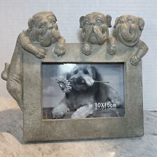 Moldura para foto Bulldog inglês resina fundida em pedra 6”x 4” cachorros encantadores cinza comprar usado  Enviando para Brazil