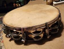 Pandereta de madera oscura vintage doble fila percusión manual hecha en Pakistán 10" segunda mano  Embacar hacia Argentina