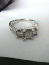 14k White Gold 3 Stone Halo Style Diamond Ring for sale  Shipping to South Africa