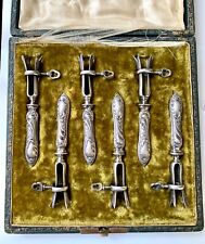 RARO - Conjunto e caixa de suporte de osso francês antigo de prata esterlina comprar usado  Enviando para Brazil
