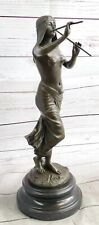 Art Déco Indio Niña Ancho/Flauta Bronce Estatua Figura Semi Carne De J. Ángulos comprar usado  Enviando para Brazil