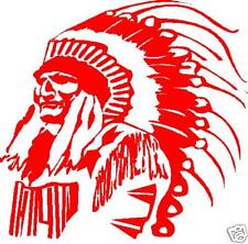 RED INDIAN CHIEF TRIBAL  FEATHERS CAR DECAL STICKER for sale  Shipping to South Africa