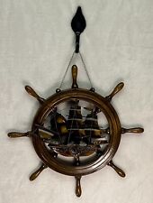 Vintage MCM Nautical Maritime Wall Hanging Decor Ships Wheel w/ 3D Clipper 9" for sale  Shipping to South Africa