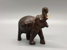 Used, Vintage Small Wooden Hand Carved Elephant Statue Figurine Sculpture with Tusks for sale  Shipping to Canada