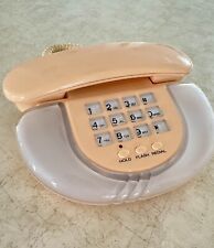 Teléfono fijo de colección Columbia con carcasa de almeja melocotón retro años 80 años 90 segunda mano  Embacar hacia Mexico
