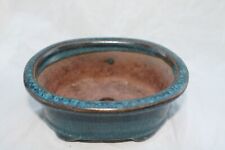 Vaso de cerâmica bonsai oval azul vitrificado pequenas medidas:, usado comprar usado  Enviando para Brazil