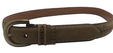 Faconnable Tan Suede Leather Belt Unisex Sz 32/80 Kiltie Fringe Brass Buckle for sale  Shipping to South Africa