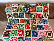 Cobertor multicolorido afegão colcha quadrada vintage vovó de crochê 64 x 48, usado comprar usado  Enviando para Brazil