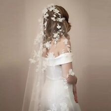  Ivory Bridal Wedding veil in Soft Tulle with 3D Flowers Floral & Comb,300 cm for sale  Shipping to South Africa