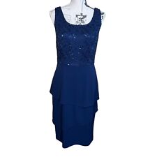 Alex Evenings Cocktail Dress Blue Lace Size 6 Sleeveless Layered Sheath  for sale  Shipping to South Africa