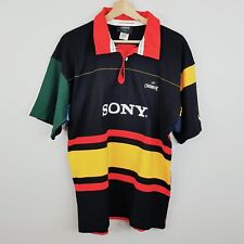 Camisa polo de rugby vintage CARISBROOK para hombre talla L a rayas Sony Wega patrocinador segunda mano  Embacar hacia Argentina