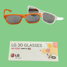 2 Pairs of LG AG-F200 Cinema 3D Glasses for 2011 LG Cinema 3D TVs White Orange for sale  Shipping to South Africa