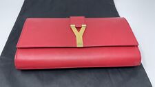 Authentic YSL  SAINT LAURENT Red Calfskin Leather Ligne Y Clutch Bag til salgs  Frakt til Norway