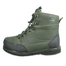 LL Bean Angler Men's Green Leather Lace Up Vibram Sole Wading Boots Size 9 M for sale  Shipping to South Africa