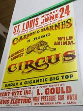 Usado, Pôster de circo vintage Carson & Barnes 5 anéis 28”x 22” St Louis Michigan 24 de junho comprar usado  Enviando para Brazil