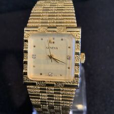 ¡FUNCIONA! Reloj Pulsera Vintage Para Hombre Cuerda Manual - Vestido Geneva Diamante Tono Oro segunda mano  Embacar hacia Argentina