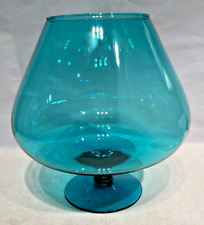 Vaso vintage aquático azul-petróleo meados do século arte vidro snifter com haste 8" de altura 7" de largura comprar usado  Enviando para Brazil