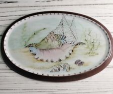 Vintage Porcelain Seashell Decorative Hanging Plate 9" X 6" for sale  Shipping to South Africa