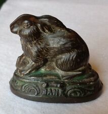 Small Antique /Vntg Cast Iron Sitting Bunny Rabbit Penny Coin Still Bank, used for sale  Shipping to South Africa