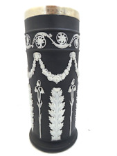 WEDGWOOD CLASSIC BLACK JASPER WARE SPILL VASE EPNS SILVER RIM for sale  Shipping to South Africa