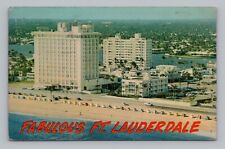 Cartão postal vista aérea Sheraton Ft. Lauderdale Beach Cabanas Florida c1968, usado comprar usado  Enviando para Brazil