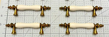4 alças de gaveta de armário 3" C/C/porcelana branca latão puxador 5" de comprimento como mostrado, usado comprar usado  Enviando para Brazil