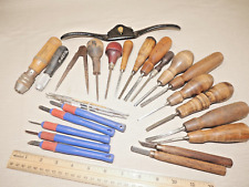 Lot of 20+ smaller vintage wood carving chisels shave and old tools for sale  Shipping to South Africa