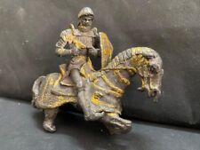 ANCIENT RARE OLD METAL MEDIEVAL MOUNTED KNIGHT IN ARMOUR ON HOURSE FIGURE STATUE for sale  Shipping to South Africa