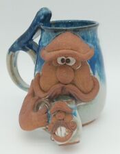 Robert Eakin Stoneware Pottery Ugly Face Mug Hat Mustache With Small Mug Signed for sale  Shipping to South Africa