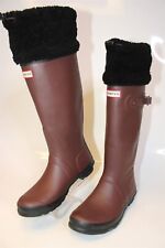 Hunter Womens 10 42 Tall Rubber Sheepskin Cuff Wellies Rain Boots for sale  Shipping to South Africa