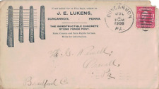 1908 Duncannon, Pennsylvania W Cubierta cachet publicidad valla de hormigón puestos ~ segunda mano  Embacar hacia Argentina