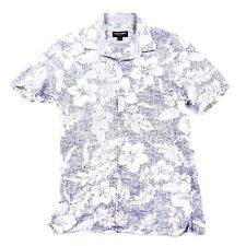 Camisa Hawaiana Johnston & Murphy Para Hombre Pequeña Azul Blanca Floral Mezcla de Lino Playa segunda mano  Embacar hacia Mexico