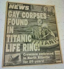 Weekly World News 21 de agosto de 2001 cadáveres gays encontrados no anel vitalício Titanic..., usado comprar usado  Enviando para Brazil