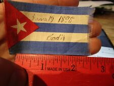 Raro Antiguo Bandera Cubana Cuba Cinta de Seda Bandera Firmado en Cádiz Ohio 18 de Junio 18 de 1898 segunda mano  Embacar hacia Mexico