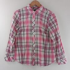 Camisa feminina Talbots de flanela com botões tamanho LP rosa branca xadrez manga longa comprar usado  Enviando para Brazil